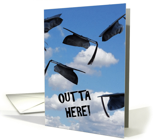 college graduation hats tossed in summer sky card (929682)