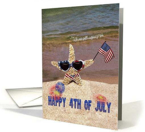 4th of July star party invitation with starfish card (931174)