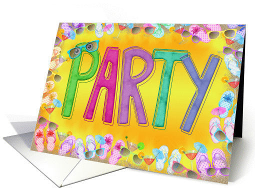 Birthday Party invitation with flip-flops and sunglasses card (932529)