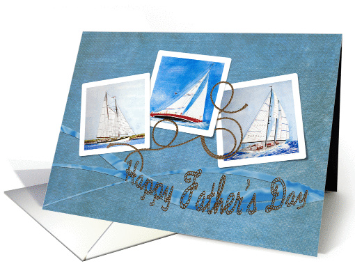 Sailboat collage with rope for Father's Day from children card