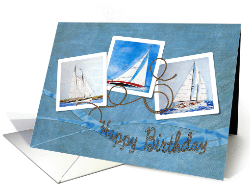 nautical birthday with sailboats and rope card (932920)