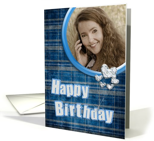 Birthday photo card for Dad with silver heart balloons card (933940)