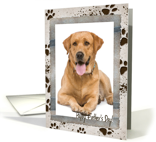 Father's Day photo card frame of muddy paw prints from the dog card