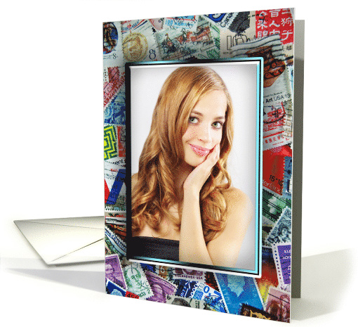 Father's Day photo card with stamp collection for Dad card (935318)