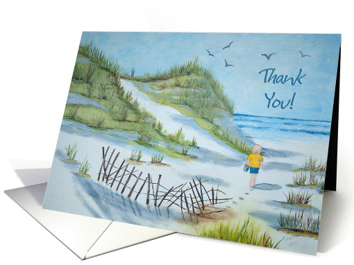 Thank You summer beach watercolor art card (937030)