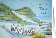 Thank You summer beach watercolor art card