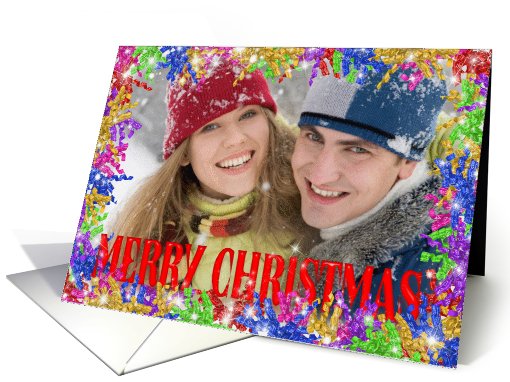 Christmas photo card with curly ribbons card (941852)