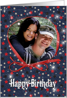 Happy Birthday photo card with patriotic stars card