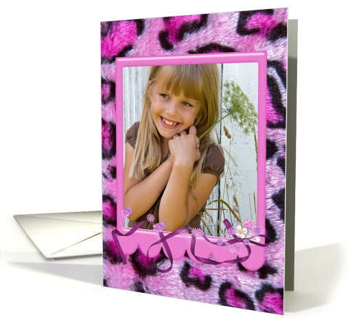 Birthday pink leopard furry photo card for sister card (943303)