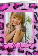 Birthday pink leopard furry photo card for sister card