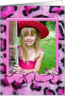 Birthday pink leopard furry photo card for friend card