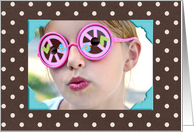 birthday polka dot photo card for Mom card