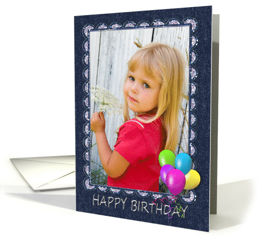 Denim Birthday Photo Card with Balloons card (943556)