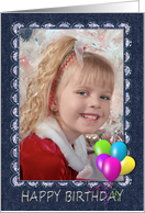 denim birthday photo card with balloons for Grandma card