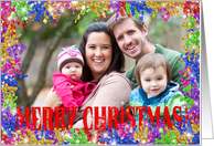 Christmas photo card with curly ribbons from family card