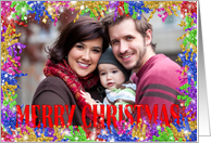 Christmas photo card with curly ribbon for parents card