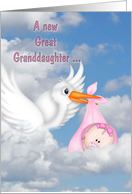 new great granddaughter with stork card