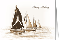 Brother’s Birthday-sailboat in sepia watercolors card