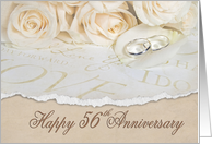 56th anniversary with roses and rings card