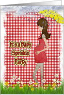 baby sprinkle party with red gingam card
