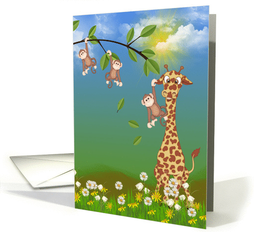 jungle animals for child's birthday card (948015)