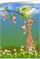 jungle animals for child’s birthday card