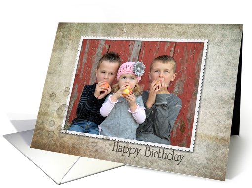 Birthday bubbles photo card with grungy texture card (948233)