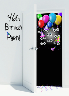 surprise 46th birthday party invitation with balloons