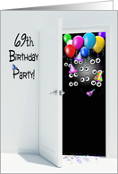 surprise 69th birthday party invitation with balloons card
