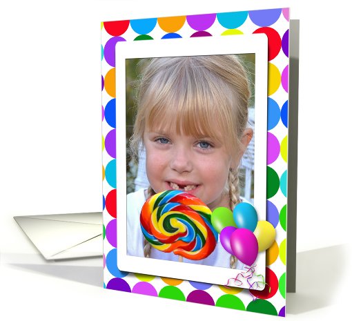 birthday photo card with balloons and colorful dots card (953435)