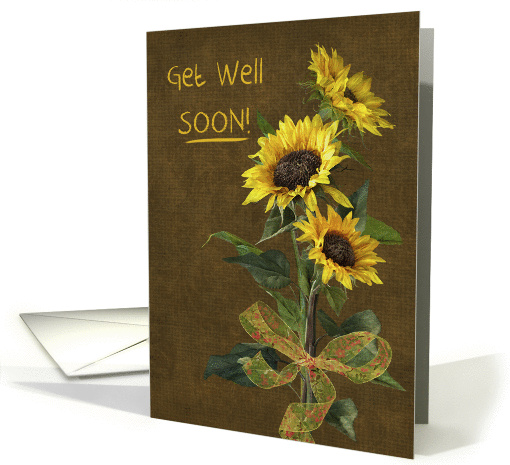 Get Well Soon with sunflower bouquet card (954881)