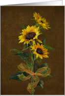 sunflower bouquet with bow card