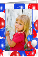 patriotic balloons photo card for 4th of July birthday card