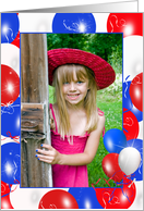 patriotic balloons photo card for sister’s 4th of July birthday card