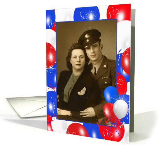 patriotic balloons photo card for anniversary on the 4th of July card