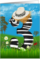 Third Birthday Zebra number with hat card