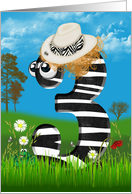 Third Birthday party invitation with Zebra number card