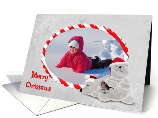 Merry Christmas photo frame with polar bears card (960075)