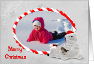 Merry Christmas photo frame with polar bears card