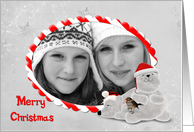 Merry Christmas photo frame for parents with polar bears card