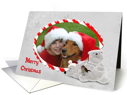 Merry Christmas photo frame for grandparents with polar bears card