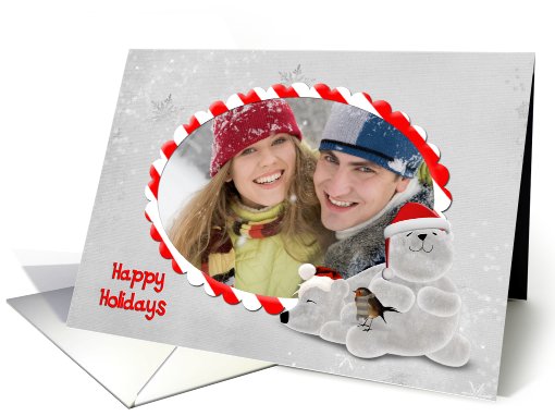 Happy Holidays photo frame for sister with polar bears card (960103)