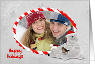 Happy Holidays photo frame for sister with polar bears card