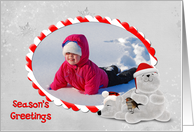 Season’s Greetings photo frame with polar bears card