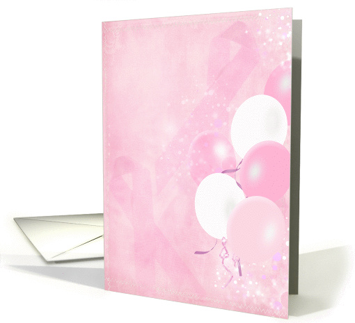 Pink Ribbons for breast cancer survivor card (961485)