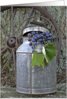 thinking of you with grapes in old milk can card