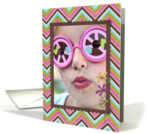 birthday photo card with zigzag pattern card (962511)
