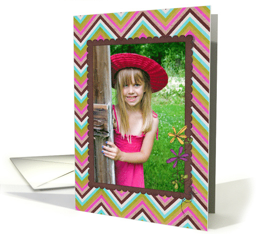 Mom's birthday photo card with zigzag pattern card (962515)