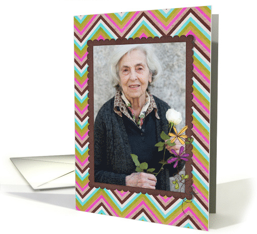 sister's birthday photo card with zigzag pattern card (962517)