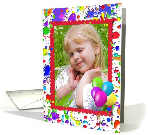 birthday photo card with paint splatters card (963689)